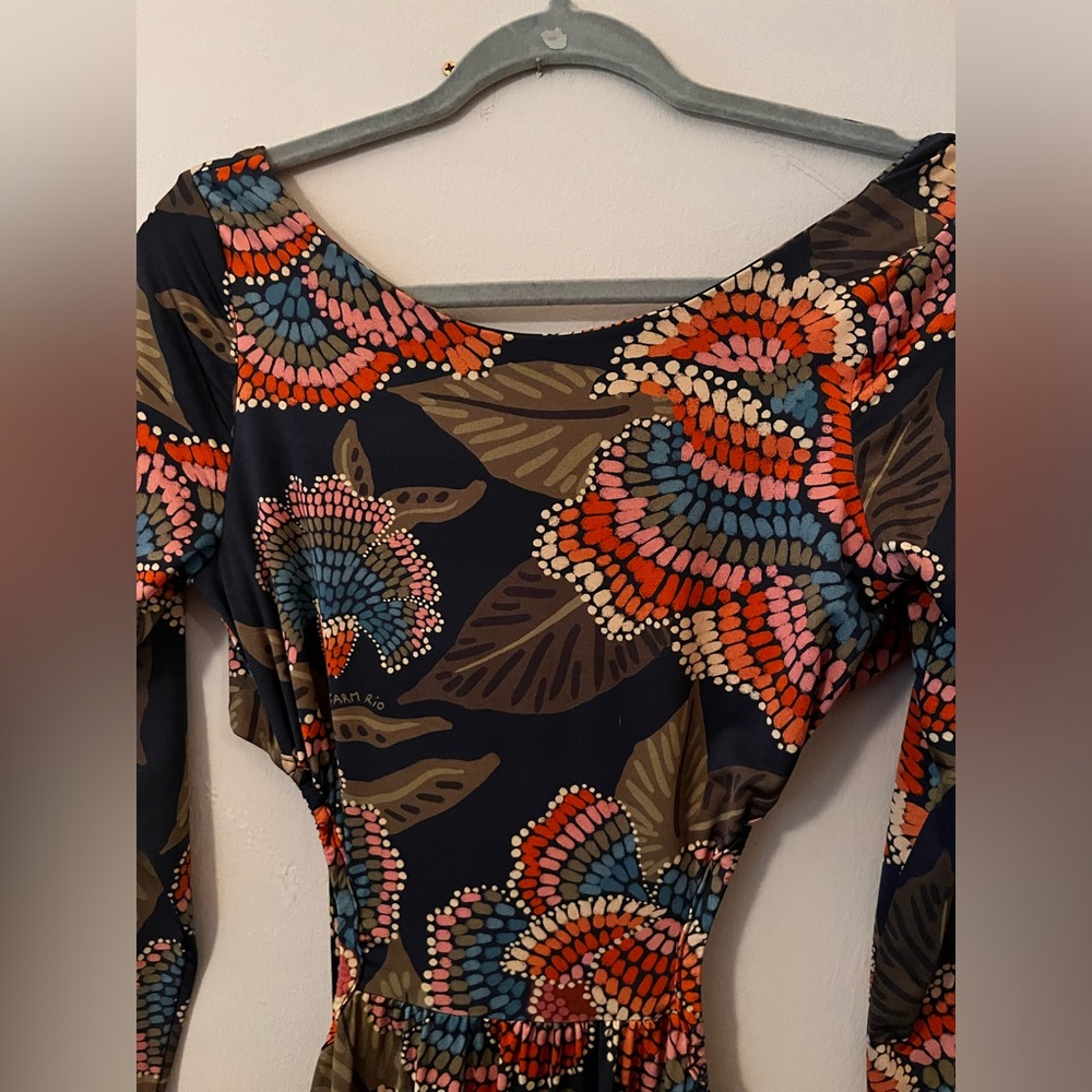 Farm Rio Backless Maxi Dress - Vibrant Floral Design (Size M)